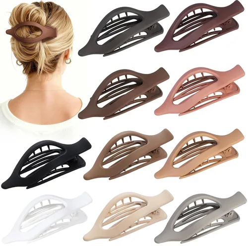 Sisiaipu 10 pinzas planas para el cabello para mujer, pinzas de concordia francesa para cabello grueso y fino, pasadores con pico de pato,