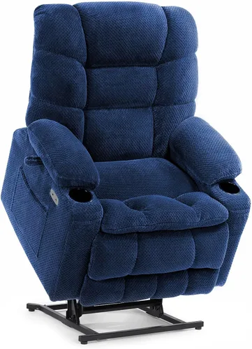 Miniatura 16 de EONIX Sillón reclinable Lay Flat Power Lift con calor y masaje, silla eléctrica de elevación de doble motor para ancianos para recuperación Gris