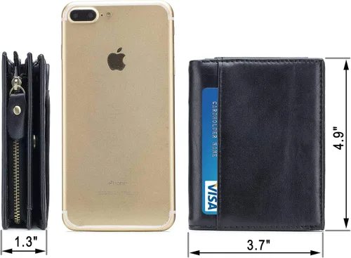 Miniatura 2 de Cartera de piel con bloqueo RFID para hombre, estilo vintage, con cremallera