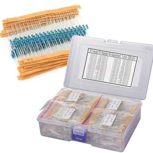 Miniatura 9 de Kit de resistencias de 64 valores 1280 piezas de 1 ohmio-32.8 ft ohmios con 1% 1/4 W de metal de resistencia de película de carbono