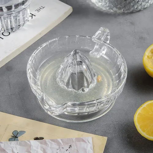 Miniatura 7 de YGHQAP Exprimidor de limón de vidrio manual exprimidor de cítricos con mango y boquilla de vertido, exprimidor manual manual para jugo de fruta