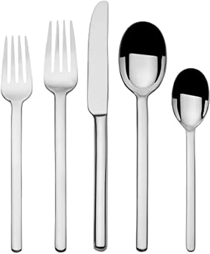 Mikasa Zena - Juego de cubiertos de acero inoxidable 18/0 de 20 piezas, con tenedores de cena, tenedores de ensalada, cuchillos, cucharas y