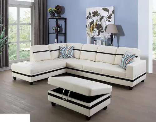 Miniatura 10 de Golden Coast Furniture - Juego de sofá seccional en forma de L, juego de sofá de sala de estar, sofá seccional de cuero con otomana