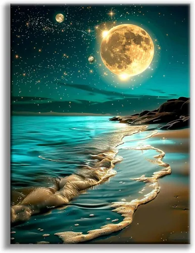 Miniatura 11 de Kits de pintura de diamantes de cielo estrellado Offito para adultos, kits de pintura de diamantes 5D Aurora Lake para principiantes, fantásticos