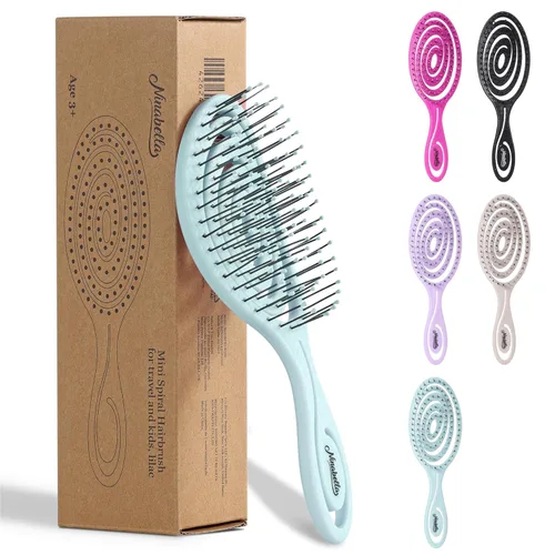 Miniatura 25 de Ninabella Cepillo desenredante para cabello para mujeres y hombres, no tira, cepillos alisadores para cabello liso y rizado, cepillo único en Crema