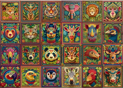 Miniatura 19 de HUADADA Rompecabezas para adultos de 1000 piezas, rompecabezas de desafío de ilustración de cuadrícula de 3 x 3, ilustración original de 1000 piezas