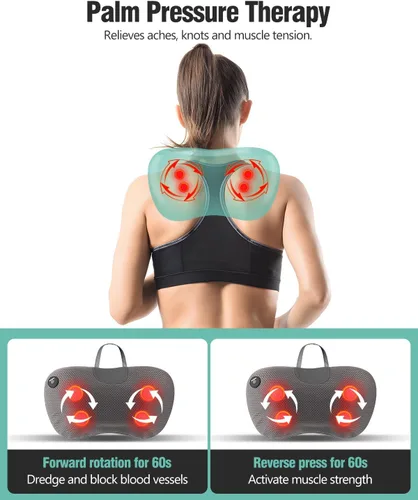Miniatura 3 de Almohada masajeadora de espalda para aliviar el dolor de tejido profundo, masajeador Shiatsu de cuello y hombros con calor, almohada de masaje
