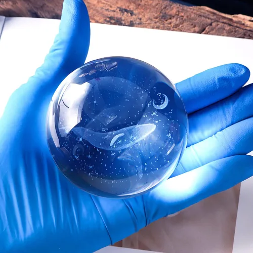 Miniatura 5 de Bola de cristal K9 con ballena grabada en 3D con base LED plateada de 3.15 pulgadas. Regalos de cumpleaños de ballena en miniatura para novia