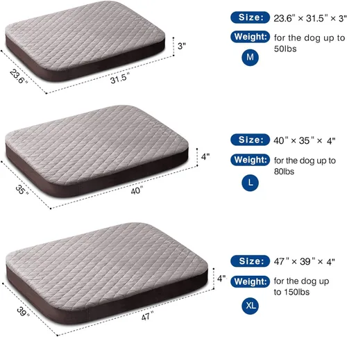 Miniatura 6 de Cama para Perros Extra Grandes, Colchón de Cama para Perros Jumbo de Espuma Ortopédica, Cama para Dormir de Mascotas de 47 Pulgadas para Alivio