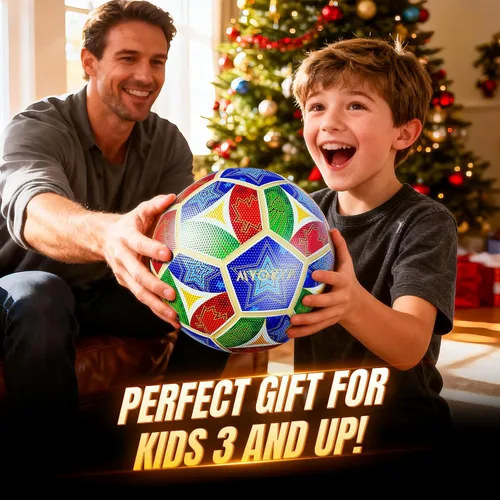 Miniatura 2 de Balón de fútbol recargable con luz, tamaño 5, RGB tricolor, brilla en la oscuridad, para niños y adolescentes de 3 a 15 años, regalo deportivo
