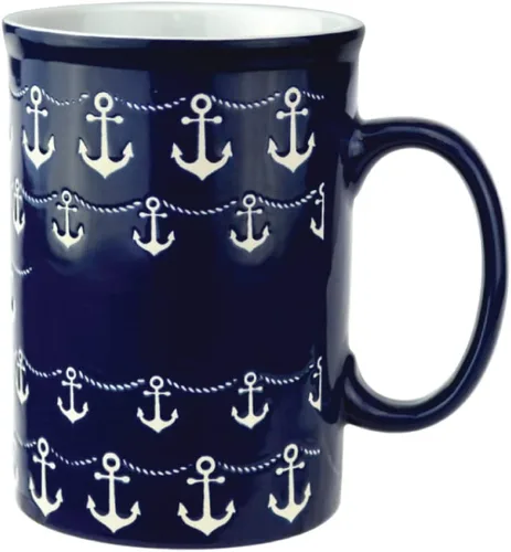Taza de café Anchor – Divertido regalo de taza de cerámica náutica para hombres y mujeres | Diseño de ancla de cuerda azul, regalo de 12 onzas para