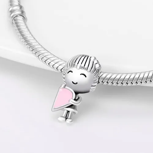 Miniatura 6 de LongLuck Amante romántico, doble dije para pulsera Pandora, dije de plata de ley 925 para mujer, pulsera y collar, joyería de bricolaje