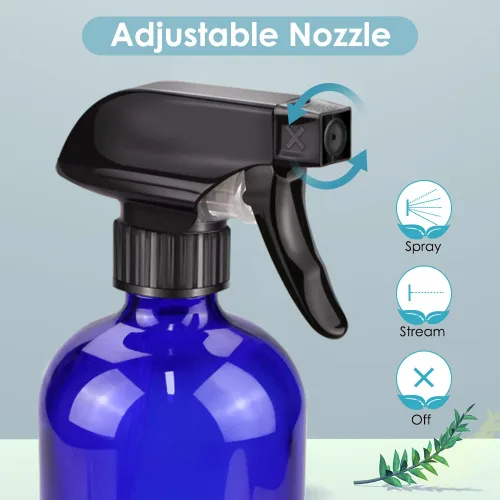 Miniatura 2 de Bontip - Botella de vidrio con atomizador, juego de botellas de vidrio con atomizador y accesorios para limpiadores de ventanas no tóxicos, Azul