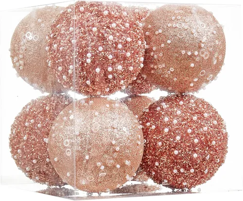 Miniatura 10 de 12 unidades de adornos de bolas de Navidad, adornos de bolas de Navidad en oro rosa, perlas de plástico irrompibles para colgar para fiestas