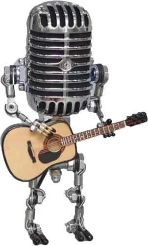 Miniatura 9 de Lámpara de mesa industrial con estatua de robot de micrófono, lámpara de mesa retro de vapor, lámpara de decoración nocturna, lámpara de escritorio