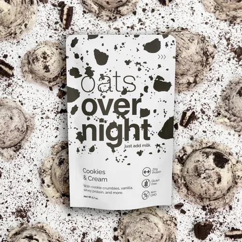 Miniatura 6 de Oats Overnight Galletas y Crema - Avena durante la noche con 20 g de proteína de suero, batido de proteína de desayuno alto en fibra - Harina
