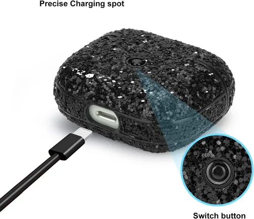 Miniatura 4 de Bonita funda de lujo para AirPods 3 Generación 2021 Funda de carga, Negro02