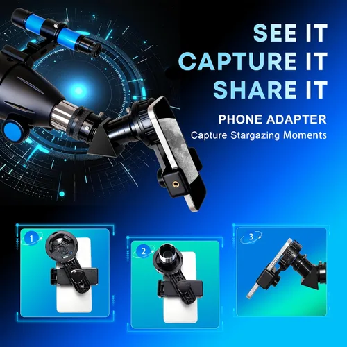 Miniatura 5 de Hawkko Telescopio para adultos y niños, apertura de 80 mm, telescopio de alta potencia de 600 mm para principiantes de astronomía - telescopios