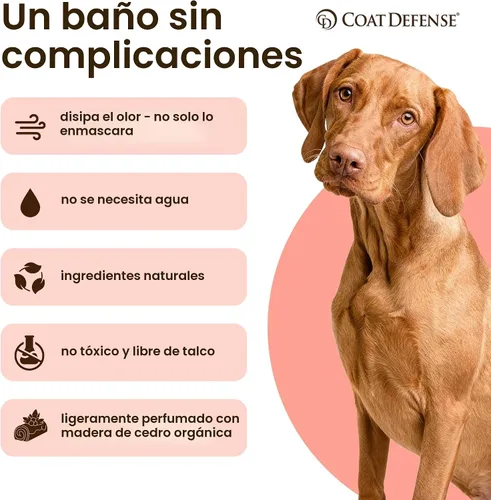 Miniatura 2 de COAT DEFENSE Polvo preventivo diario Fabricado en Estados Unidos Champú para perros sin agua con punta de precisión de 9 onzas y desodorante