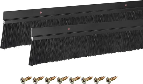 Miniatura 37 de uxcell 2 piezas cepillo de puerta barrido inferior forma H base de aleación de aluminio con cepillo de nailon de 0.4 pulgadas para hogar, industrial