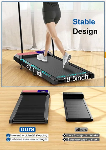 Miniatura 3 de Smart Queen Almohadilla para caminadora con mango extraíble, cinta de correr portátil de 2.5 HP para el hogar y la oficina, capacidad de 270 libras
