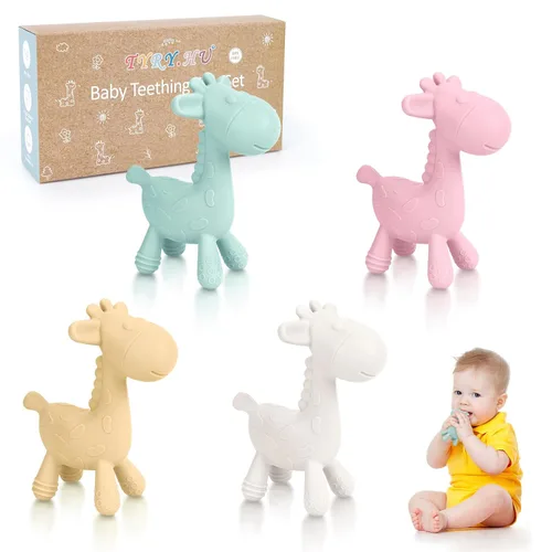 Miniatura 10 de TYRY.HU Juguetes de dentición para bebés de 0-6 6-12 meses, mordedores de jirafa de silicona sin BPA para bebés de 3-6 meses, juguetes de masticar