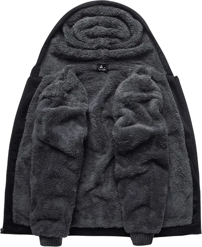 Miniatura 18 de SCODI Sudaderas con capucha para hombre, forro polar pesado, cremallera completa, forro de sherpa grueso, chaqueta con capucha