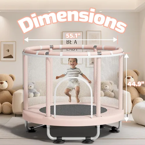Miniatura 4 de ZCMHAXJ - Cama elástica de 55 pulgadas para niños, capacidad de 440 libras, cama elástica para niños pequeños, para interiores y exteriores, regalos