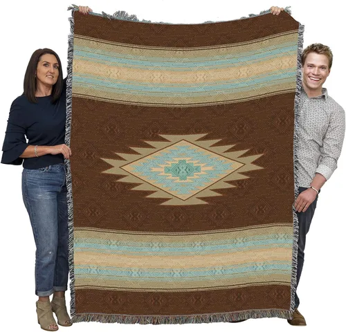 Miniatura 12 de Pure Country Weavers Manta Baja – Inspirada en los nativos americanos del suroeste – Manta de regalo tejida de algodón – Fabricada en los Estados