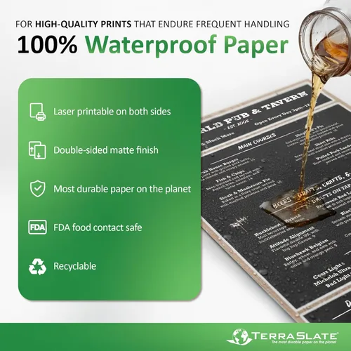 Miniatura 2 de TerraSlate - Papel fotocopiador de 10 milésimas de pulgada de grosor de 11 x 17 pulgadas, para lluvia/clima/impermeable, compatible con impresora