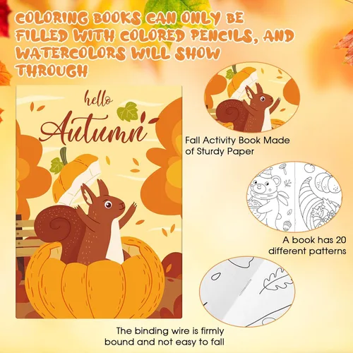 Miniatura 3 de Liliful 144 piezas de libro para colorear de calabaza a granel para adultos, otoño, bricolaje, arte, alivio del estrés, libro de dibujo con patrones