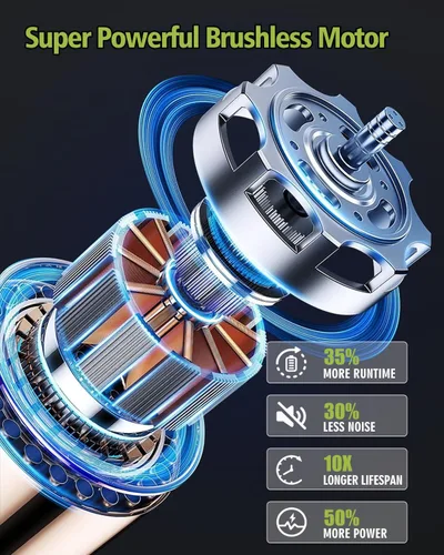 Miniatura 8 de Lavadora a presión portátil inalámbrica, 2 baterías, 1200 PSI, sin escobillas, lavadora eléctrica con boquilla 6 en 1, cañón de espuma, 3 niveles