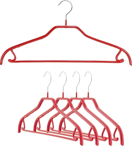 MAWA by Reston Lloyd Silhouette Series - Percha antideslizante para ahorrar espacio con barra y gancho para pantalones y faldas, estilo 41/FRS, Rojo