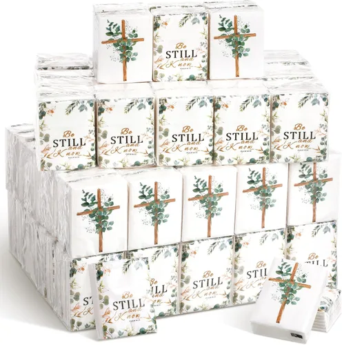 Seajan Paquete de 120 pañuelos cristianos de bolsillo, regalos a granel de 4 capas con versículos de la Biblia, paquetes de viaje de pañuelos de