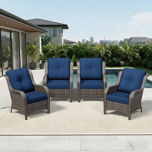 Miniatura 149 de Joyside Juego de sillas de mimbre para patio, juego de 3 piezas de mimbre para exteriores con 2 sillas reposabrazos y 1 mesa auxiliar para terraza