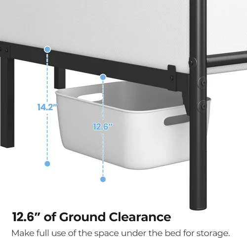 Miniatura 6 de Yaheetech Base de cama de plataforma metálica de tamaño Full con cabecero y pie de cama simples, base de colchón para almacenamiento debajo