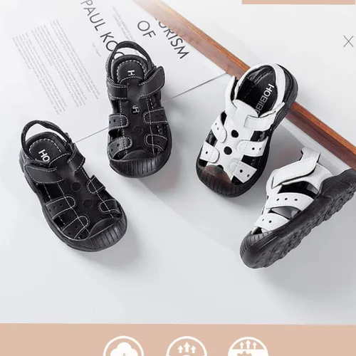 Miniatura 6 de HOBIBEAR - Sandalias para niños y niñas con puntera cerrada zapatos planos zapatos de verano para la playa bebéniño pequeño