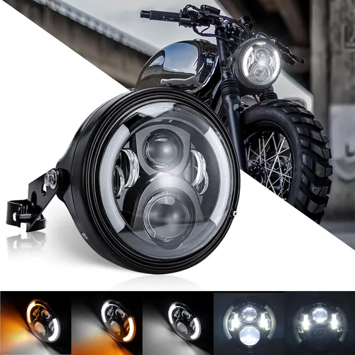 Miniatura 2 de SKTYANTS 7 "7 pulgadas redondo LED motocicleta faro montaje con 7 pulgadas vivienda cubo DRL luces de señal de giro para faros de motocicleta