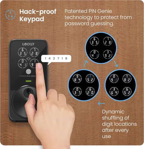 Miniatura 3 de Lockly PIN Genie Pro Zeno Series Smart Lock, cerradura de puerta de entrada sin llave con llave Apple Home, cerradura de cerrojo de teclado Wi-Fi