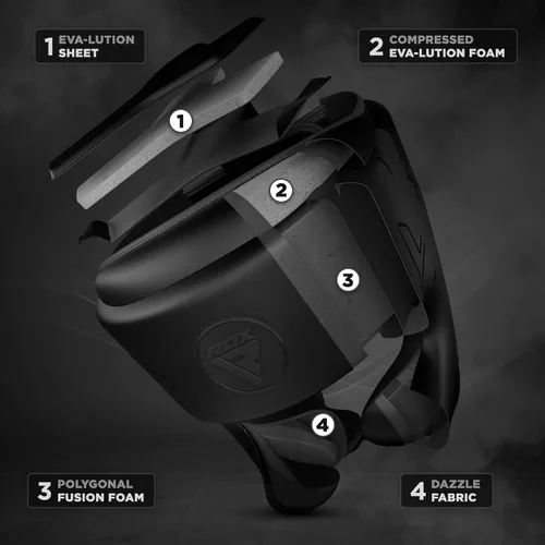 Miniatura 7 de RDX Casco de boxeo, entrenamiento de MMA, Kara acolchado ajustable, casco de Muay Thai, Kickboxing, Sparring, Artes Marciales, Karate, casco