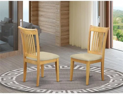 Miniatura 2 de East West Furniture POC-OAK-C Portland - Juego de 2 sillas de comedor tapizadas de tela de lino, de madera maciza, color roble
