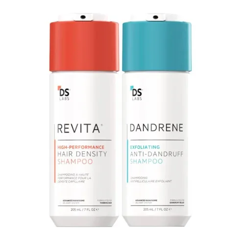 DS Labs Revita Shampoo & Dandrene, paquete de champú anticaspa, apoya la densidad del cabello y la salud del cuero cabelludo, fortalecimiento,