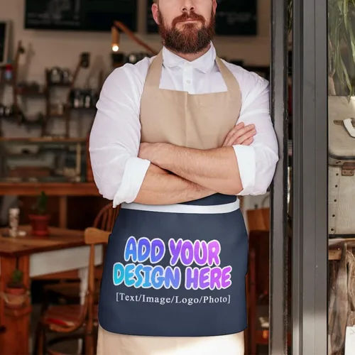 Miniatura 107 de AXKEUDO Delantal personalizado con bolsillos, delantales de cintura para camarera para cocinar en casa, restaurante, servir trabajo