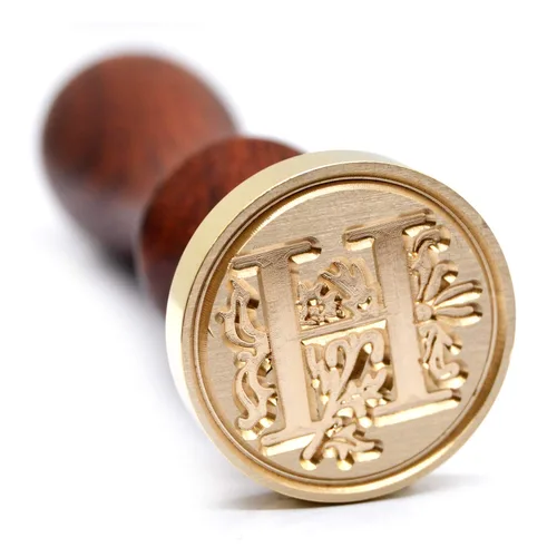 Miniatura 22 de Sello de Cera Medieval con Alfabeto de Iniciales, Cabeza de Latón con Mango de Madera, para Tarjeta de Acción de Gracias/Sobre/Envoltura