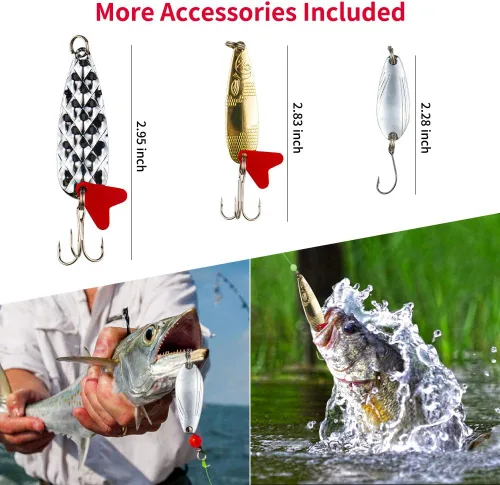 Miniatura 5 de GOANDO Fishing Lures Kit for Freshwater Bait Tackle Kit for Bass Trout Salmon Fishing Accessories Tackle Box Including Spoon Lures Soft Plastic