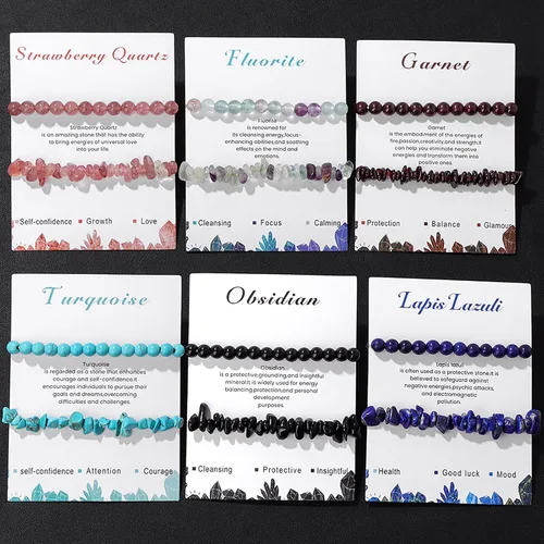 Miniatura 22 de Pulseras de cristal curativo para mujer, 2 pulseras de piedra natural de 0.236 pulgadas, pulseras elásticas de cuentas de cristal hechas a mano