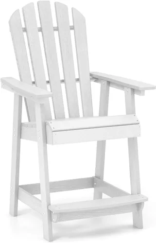 Miniatura 13 de Tangkula Taburete de bar para exteriores, silla Adirondack alta de polietileno de alta densidad con reposabrazos y reposapiés, resistente a la Marrón