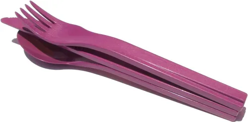Miniatura 2 de Tupperware Snap Together On the Go Utensils Tenedor Cuchillo Cuchara en Púrpura