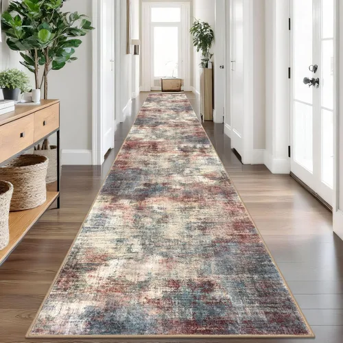 Miniatura 322 de IOHOUZE Alfombra pequeña abstracta de 2 x 3 pies, alfombra de entrada lavable para entrada interior, alfombras con respaldo de goma, alfombra gris