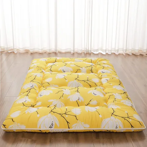 Zelladorra - Colchón japonés de suelo, colchón futón con bolsa de almacenamiento portátil, enrollable, grueso, de tatami, para campamento, Flor